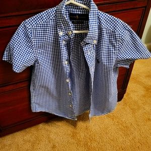 Little boy Polo Ralph Lauren blue checkered short sleeve shirt